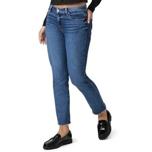 PAIGE Amber Straight Jeans Womens 28 Aegean Dist Choppy Hem Raw Edge Crop Chic